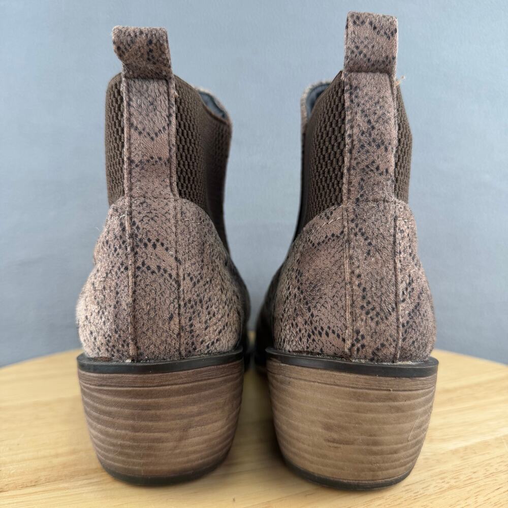 MIA Jaylee Snake Print Faux Suede Pull-On Ankle Boots Brown/Tan Size 8.5M‎ US - Picture 4 of 7